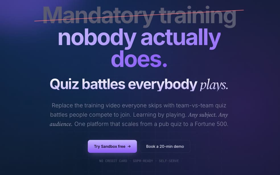 Screenshot of the Quizzolingo website